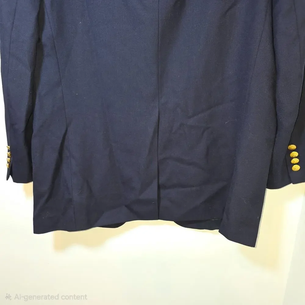 Chaps Ralph Lauren Blazer Mens 44R Navy Wool Gold Crest Buttons Classic Jacket